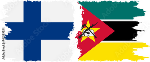 Mozambique and Finland grunge flags connection vector