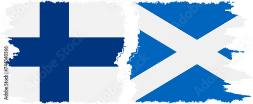 Scotland and Finland grunge flags connection vector