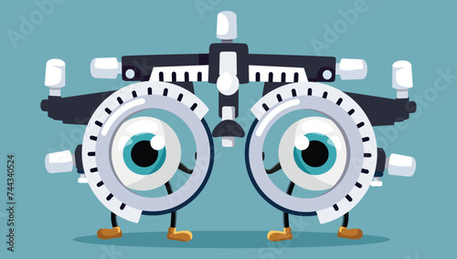 Eyes with Trial Frame for Eye Test at the. Ophthalmologist Vector Characters
Ophthalmology related illustration design with funny eyeball mascots 

