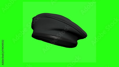 Hat Seamless Loop 3D Animation with Copy Space on Green Screen