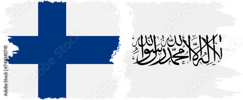 Afghanistan and Finland grunge flags connection vector