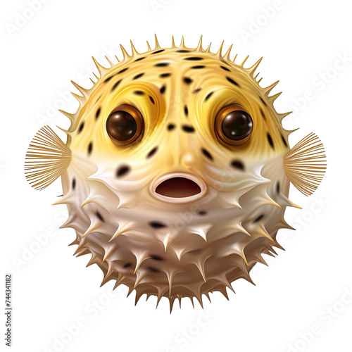 puffer fish isolated on transparent background.