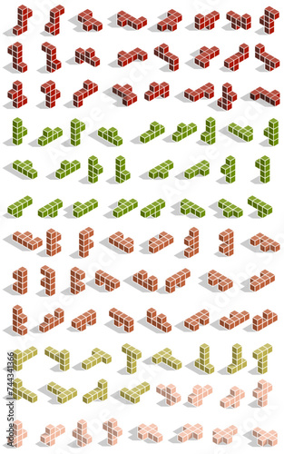 An additional set of cubes for puzzles. Isolated on white background. Vector illustration.