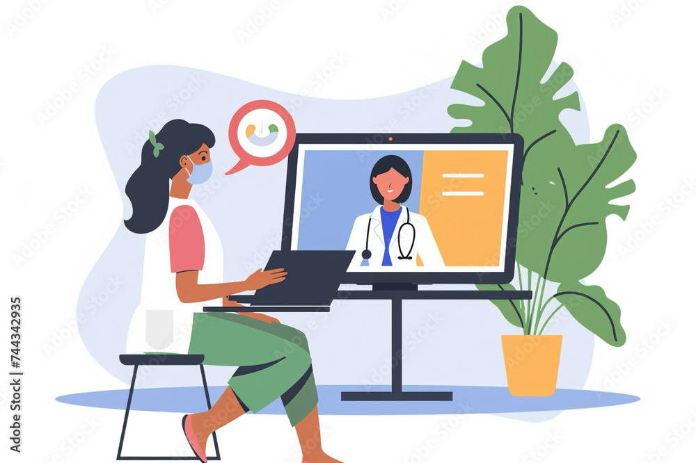 Woman consult with doctor via online channel for telemedicine concept
