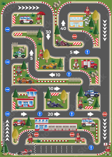 Race track. Board game. Vector illustration.
