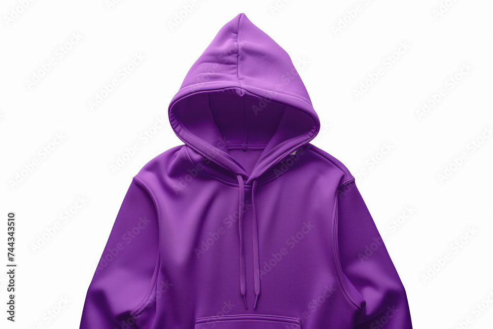 Close-up of a purple hoodie isolated on white background Close-up of a purple hoodie isolated on white background