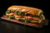 Nutritious Salmon sandwich. Dish bread food. Generate Ai