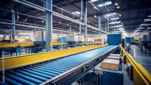 Empty Conveyor belt in distribution center 