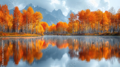 Oxbow Bend in Autumn, Scenic landscape of Grand tetons national park from Oxbow bend.