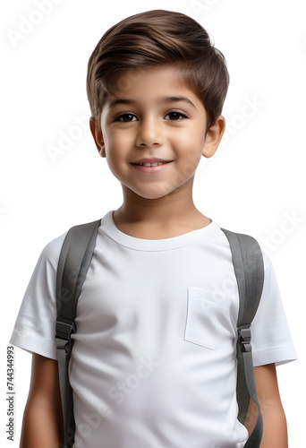 A child with backpack over isolated background standing and smiling