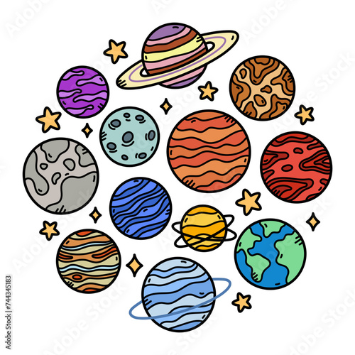 Planets Doodle Illustration