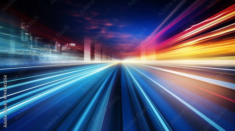 High speed light trails in motion, glow lines, High speed light trails in motion, glow lines,