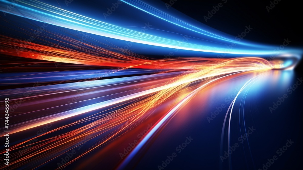 High speed light trails in motion, glow lines, High speed light trails in motion, glow lines,