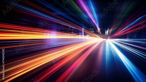 High speed light trails in motion, glow lines, © JH45