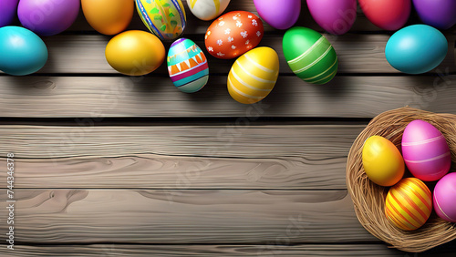 Tapety artystyczne Eyecatching Top view on beautiful ester eggs