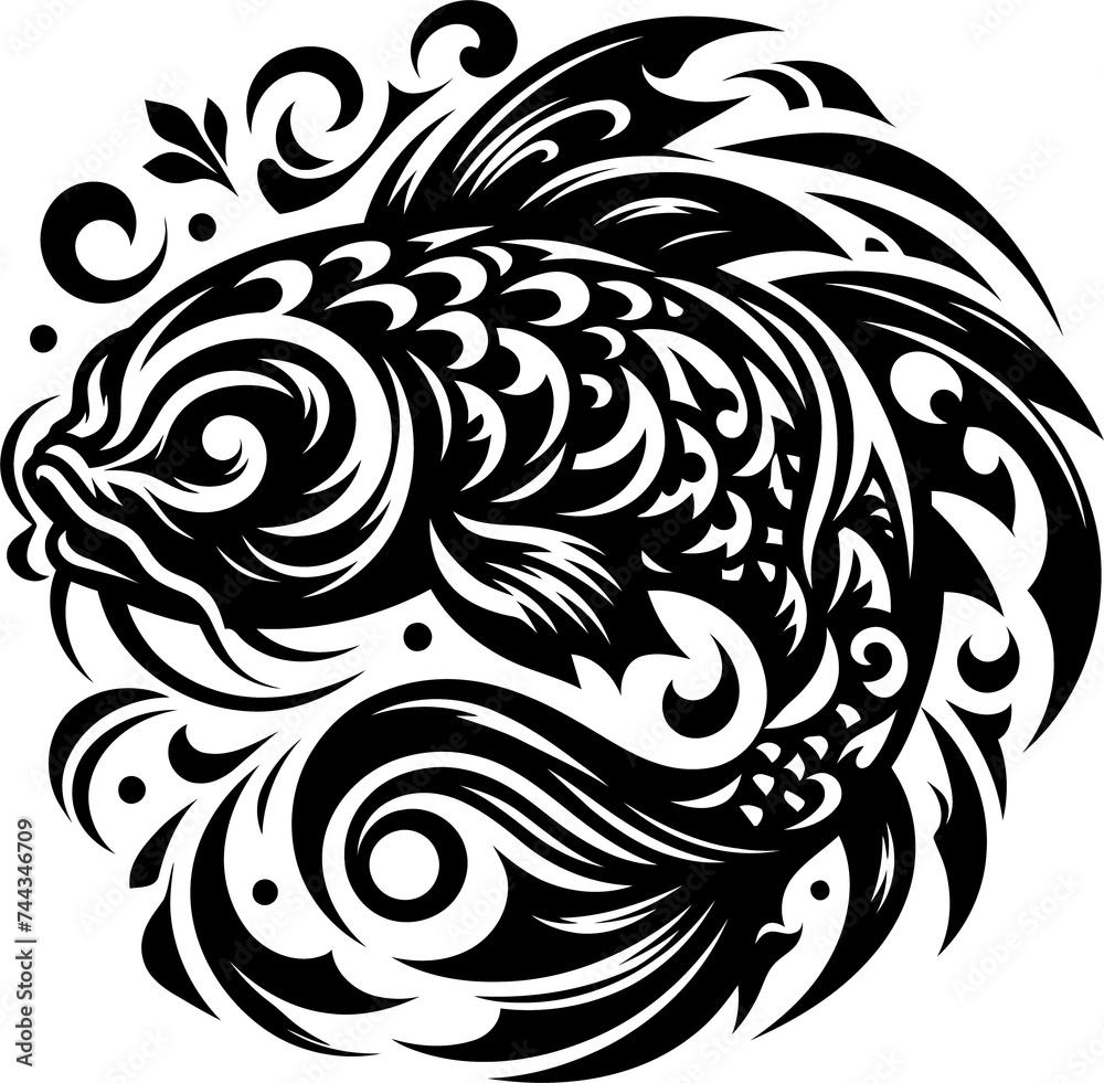 modern tribal tattoos of koi, abstract line art, and minimalist contour modern tribal tattoos of koi, abstract line art, and minimalist contour