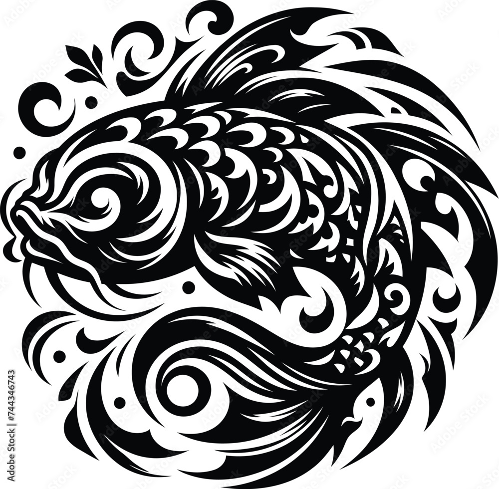 modern tribal tattoos of koi, abstract line art, and minimalist contour modern tribal tattoos of koi, abstract line art, and minimalist contour