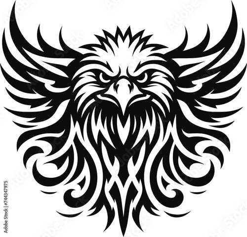 modern tribal tattoo eagle, hawk, abstract line art, minimalist contour. Vector
