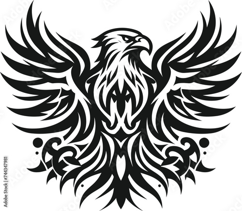 modern tribal tattoo eagle, hawk, abstract line art, minimalist contour. Vector
