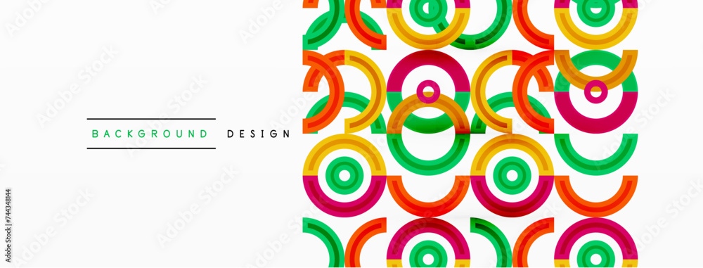 Circles are arranged in a grid pattern abstract background and feature a range of different colors, including shades of various colors. Template for wallpaper, banner, presentation, background Circles are arranged in a grid pattern abstract background and feature a range of different colors, including shades of various colors. Template for wallpaper, banner, presentation, background