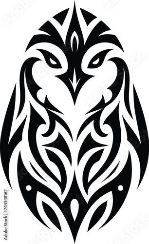 modern tribal tattoo pinguin, abstract line art, minimalist contour. Vector 