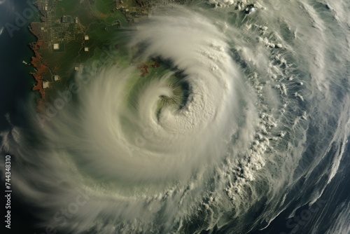 Satellite image storm. Storm disaster. Generate Ai photo