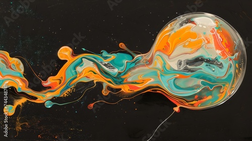 Vibrant Paint Swirls Resembling a Cosmic Scene