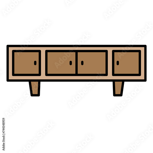 Illustration of Kitchen Shelf Filled Icon