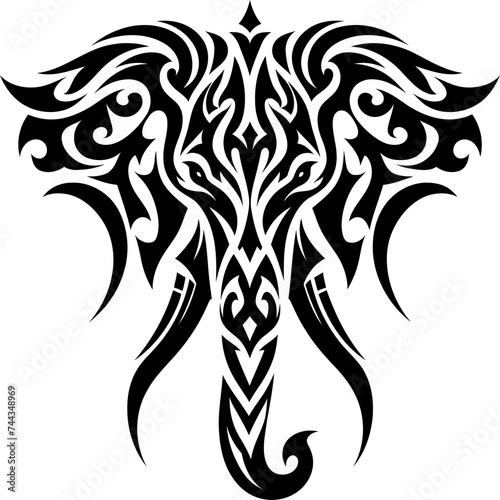 modern tribal tattoo elphant, abstract line art, minimalist contour. Vector