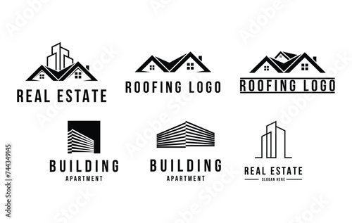 set of real estate roof building city and apartment logo design concept idea	