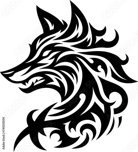 modern tribal tattoo fox  abstract line art  minimalist contour. Vector