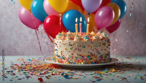 Birthday Cake Celebration: Joyful Moments and Vibrant Composition