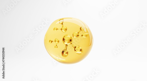 Fotografi 3D Collagen Skin Serum and Vitamin illustration isolated on white background