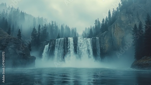 Yellowstone park, mountains waterfalls landscapes shot