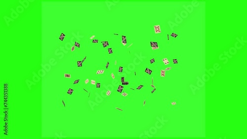 Magic Cards Seamless Loop 3D Animation with Copy Space on Green Screen