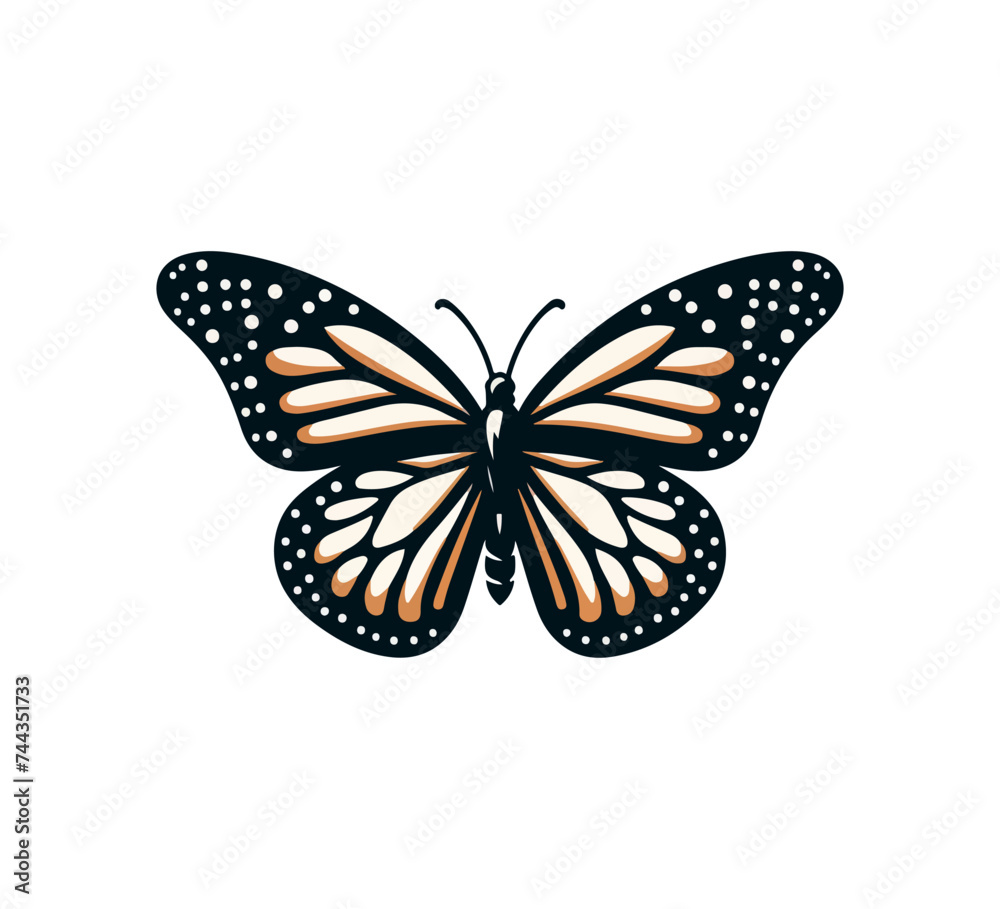 Monarch Butterfly Hand Drawn vector illustration