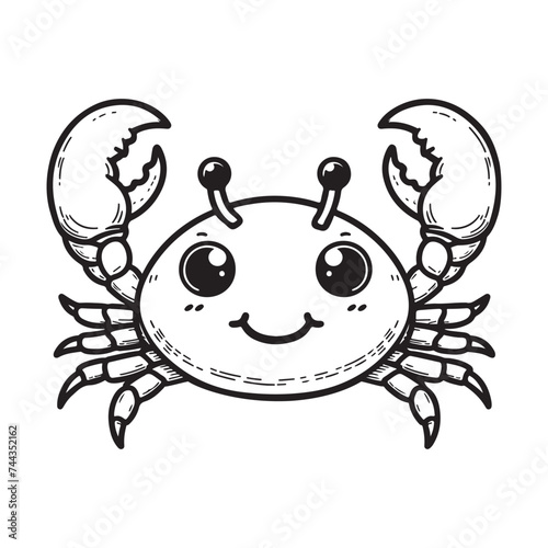 Line art of crab cartoon vector