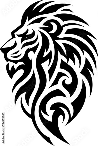 modern tribal tattoo lion  abstract line art of animals  minimalist contour. Vector