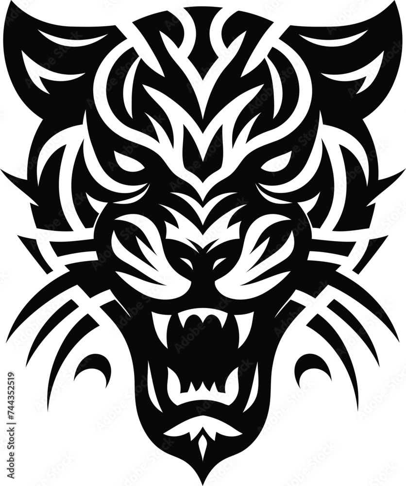 modern tribal tattoo panther, abstract line art of animals, minimalist contour. Vector modern tribal tattoo panther, abstract line art of animals, minimalist contour. Vector
