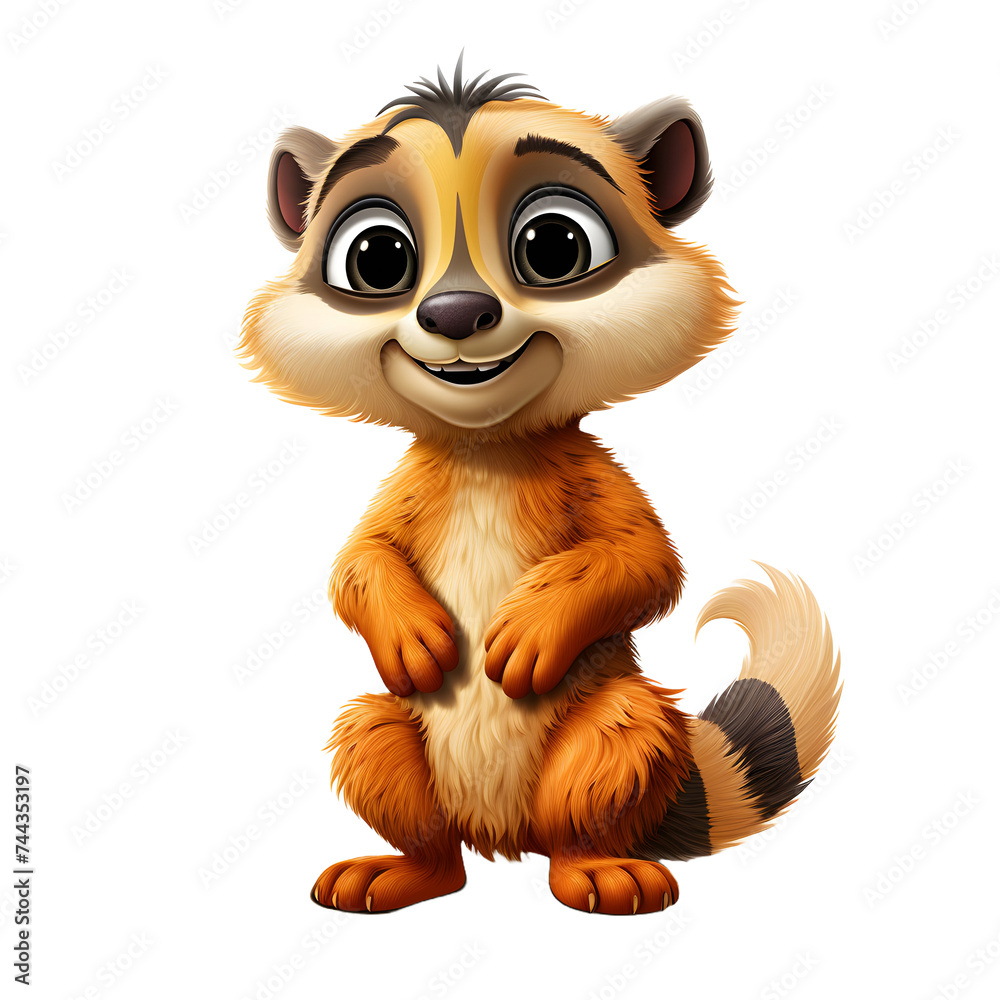 Obraz premium Cute Meerkat Cartoon Illustration Isolated on Transparent Background