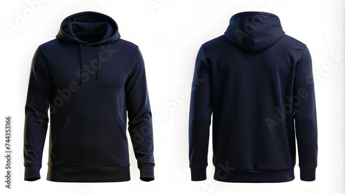 A navy blue blank long sleeve hoodie sweatshirt mockup for print