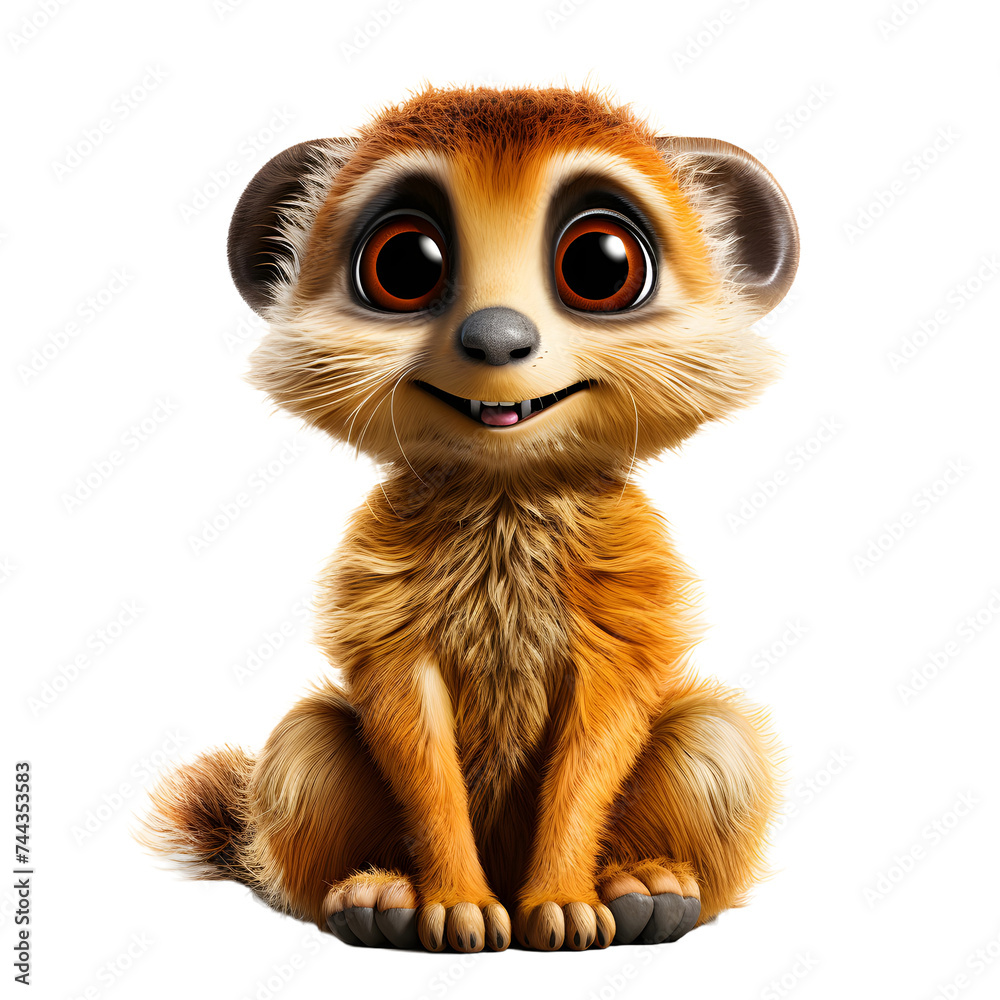 Fototapeta premium Cute Meerkat Cartoon Illustration Isolated on Transparent Background