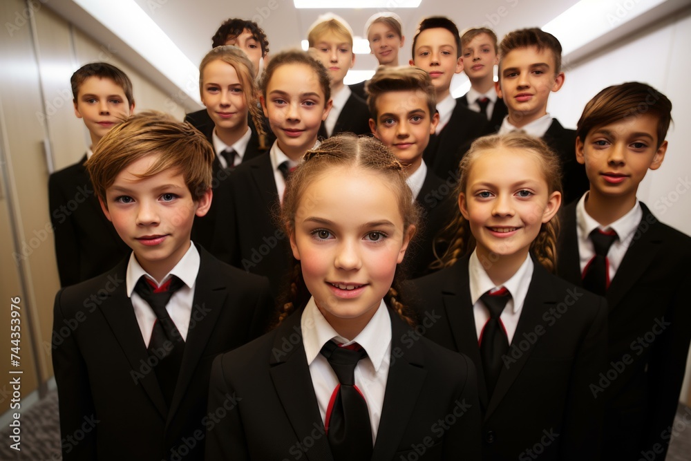 School choir group children. Happy lesson. Generate Ai School choir group children. Happy lesson. Generate Ai