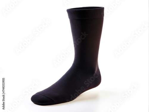 Isolated long black sock mockup