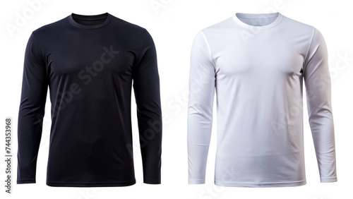 Mock-up of two long sleeve tees, black and white