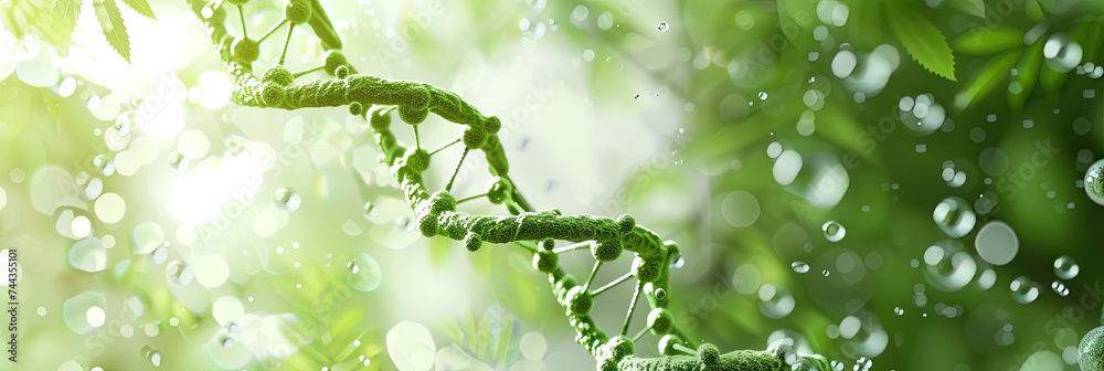 Biotechnology and biology concept with natural plants, DNA, and vials for scientific research and study purposes Biotechnology and biology concept with natural plants, DNA, and vials for scientific research and study purposes