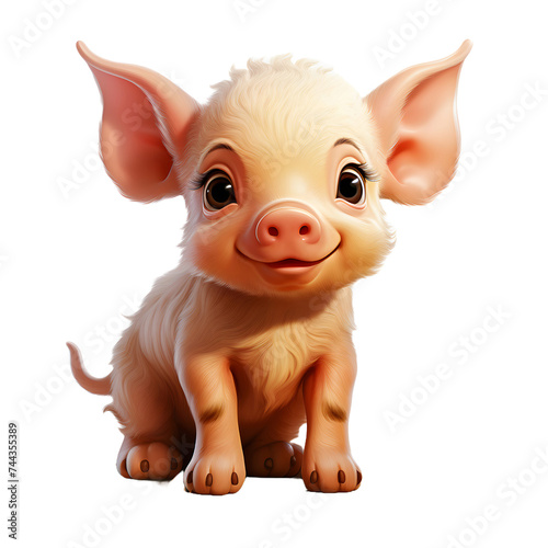 Cute Little Pig Cartoon Illustration Isolated on Transparent Background