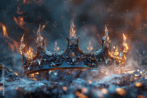 3d render of a crown that bestows the wearer with mastery over fire and dominion over ice photo