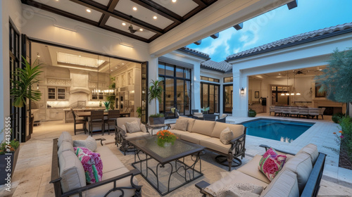A true entertainers paradise this courtyardcentric home boasts a sprawling outdoor living space complete with a kitchen dining area and lounge area. The perfect place to host photo