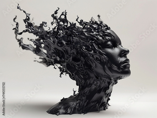 3d render of a dark fluidic sculpture that changes form with the viewers perspective